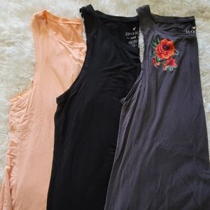 American Eagle Soft & Sexy Tanks (Bundle of 3 - black, orange, embroidered gray)